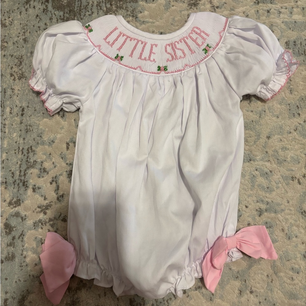 Little Sister White and Pink Romper
